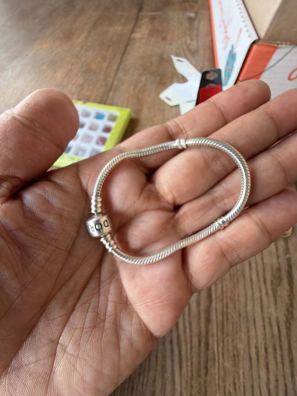 Pandora Moments Barrel Clasp Snake Chain Sterling Silver Charm Bracelet S925